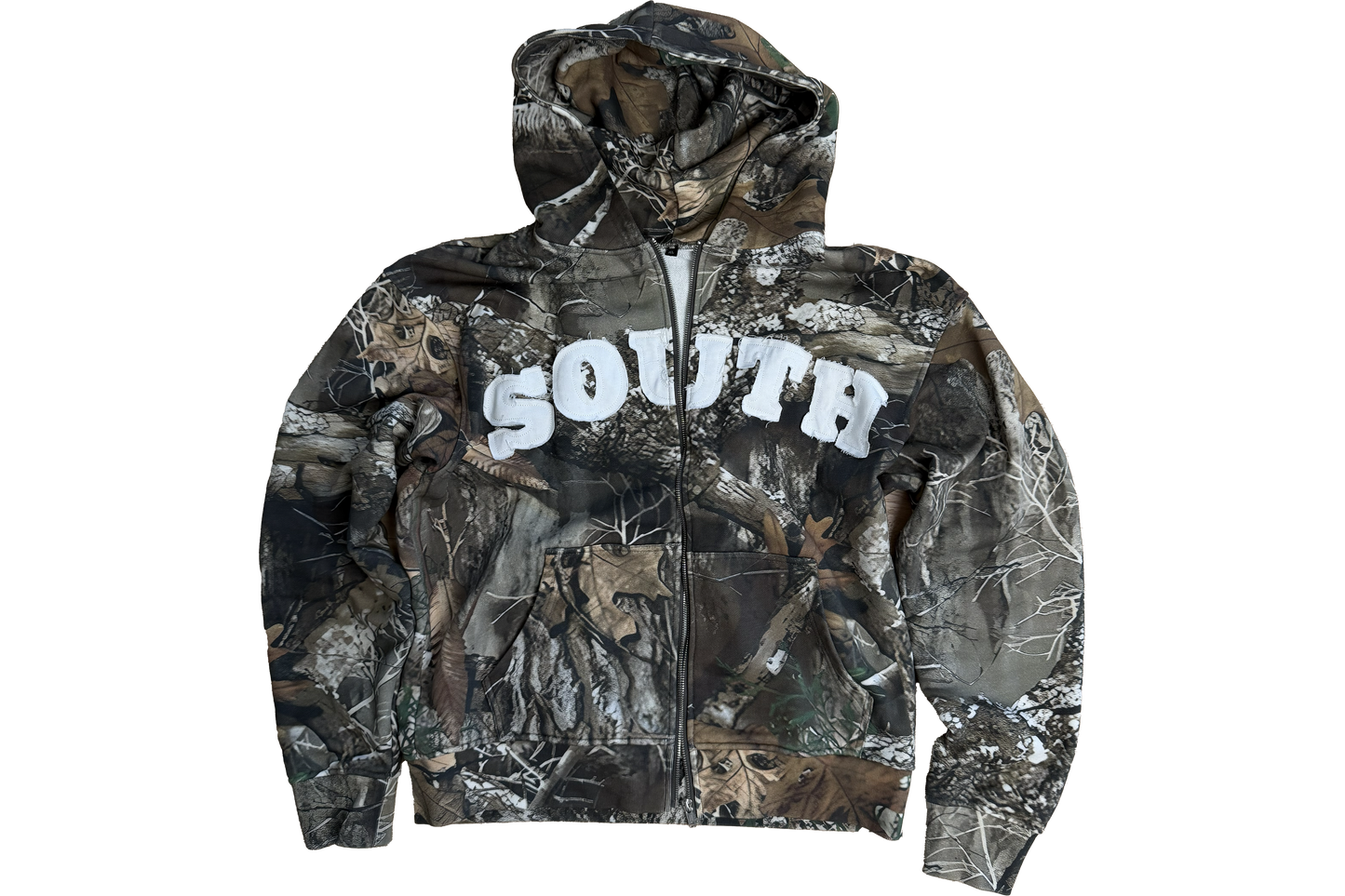 "SOUTH" Camo Zip Up Hoodie