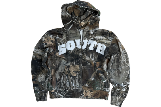 "SOUTH" Camo Zip Up Hoodie